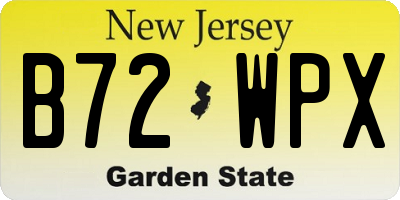 NJ license plate B72WPX