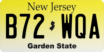 NJ license plate B72WQA