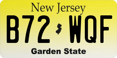 NJ license plate B72WQF