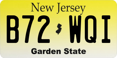 NJ license plate B72WQI