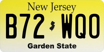NJ license plate B72WQO