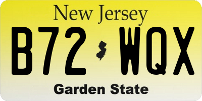 NJ license plate B72WQX