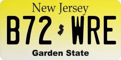 NJ license plate B72WRE