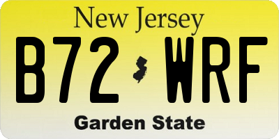 NJ license plate B72WRF