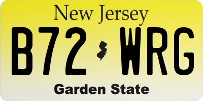 NJ license plate B72WRG