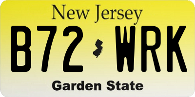 NJ license plate B72WRK
