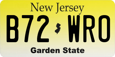 NJ license plate B72WRO