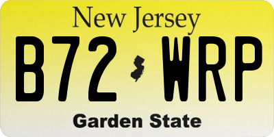 NJ license plate B72WRP