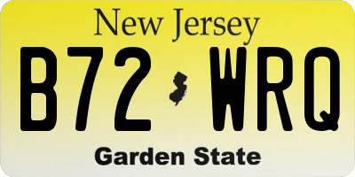 NJ license plate B72WRQ