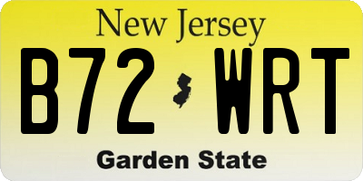 NJ license plate B72WRT
