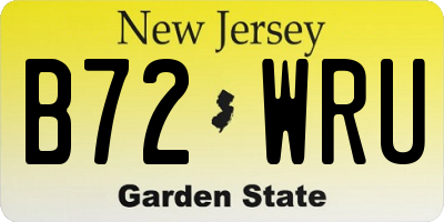 NJ license plate B72WRU