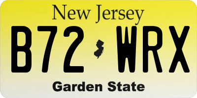 NJ license plate B72WRX