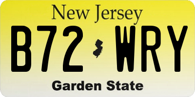 NJ license plate B72WRY