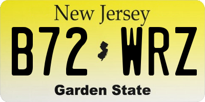 NJ license plate B72WRZ