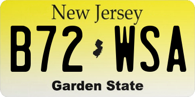 NJ license plate B72WSA