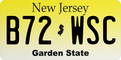 NJ license plate B72WSC