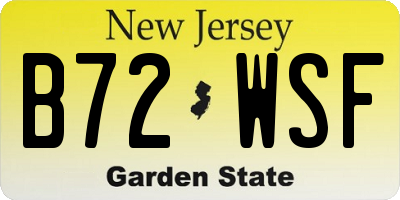 NJ license plate B72WSF