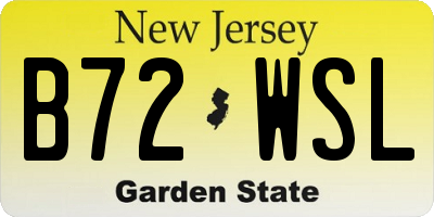 NJ license plate B72WSL
