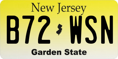 NJ license plate B72WSN