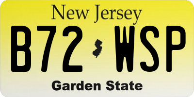 NJ license plate B72WSP