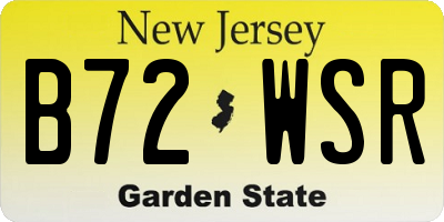 NJ license plate B72WSR