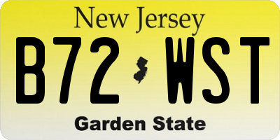 NJ license plate B72WST