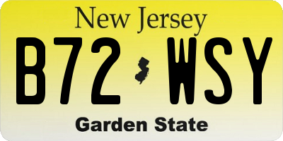 NJ license plate B72WSY