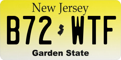 NJ license plate B72WTF