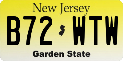 NJ license plate B72WTW