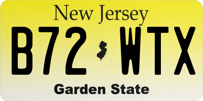 NJ license plate B72WTX