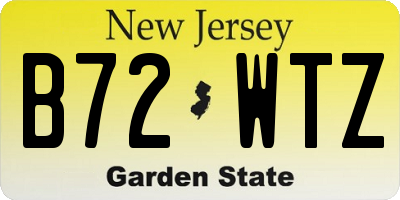 NJ license plate B72WTZ