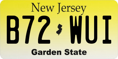 NJ license plate B72WUI