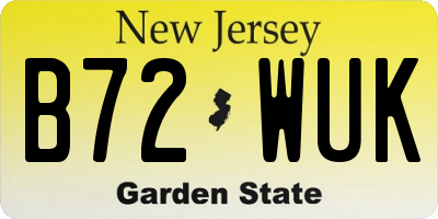 NJ license plate B72WUK