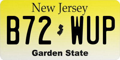 NJ license plate B72WUP