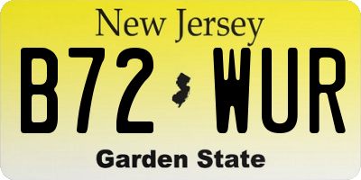 NJ license plate B72WUR