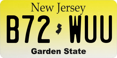 NJ license plate B72WUU