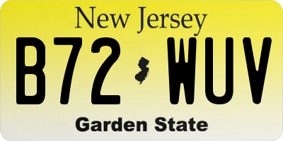 NJ license plate B72WUV