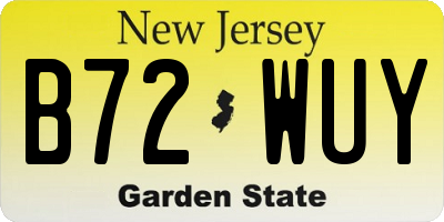 NJ license plate B72WUY