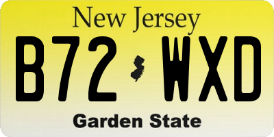 NJ license plate B72WXD