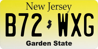 NJ license plate B72WXG
