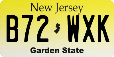 NJ license plate B72WXK