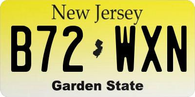 NJ license plate B72WXN