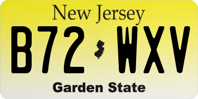 NJ license plate B72WXV