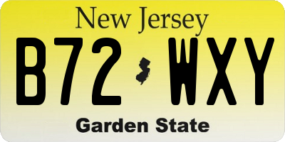NJ license plate B72WXY