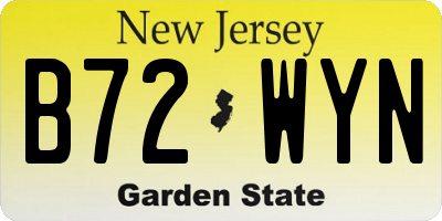 NJ license plate B72WYN