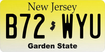 NJ license plate B72WYU