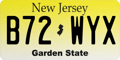 NJ license plate B72WYX