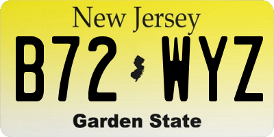 NJ license plate B72WYZ