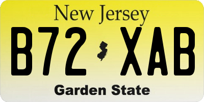 NJ license plate B72XAB