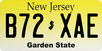 NJ license plate B72XAE